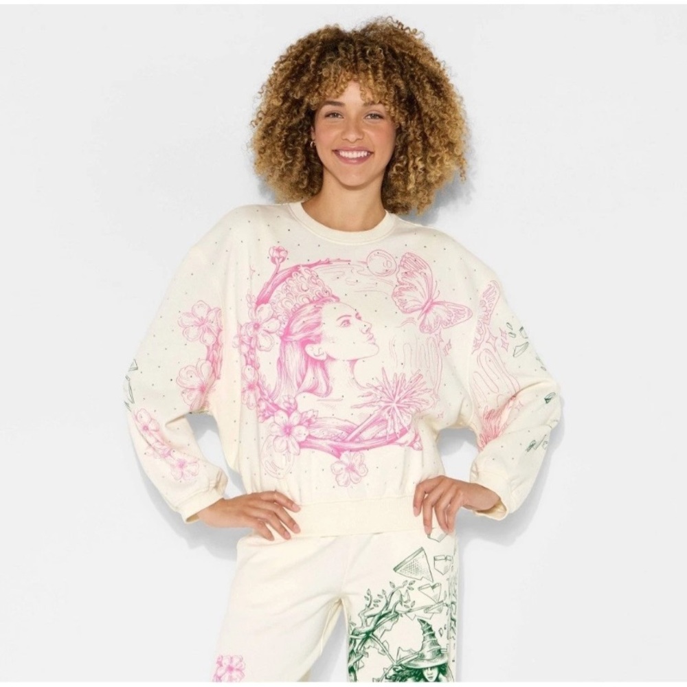 Wicked x Katie Kime Women's Good/Bad Graphic Pullover Sweatshirt - Cream Large